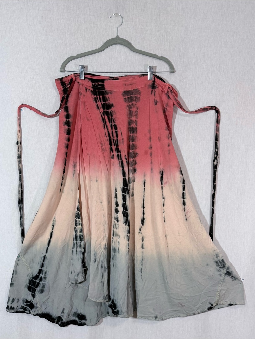 OSFM Karan OOAK ombré Dye Gradient Maxi Skirt in Coral, Cream & Gray